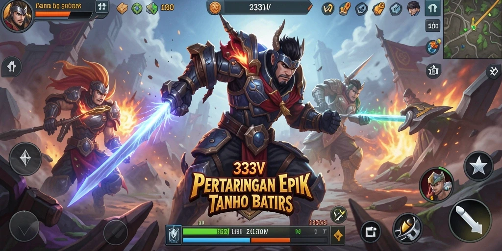 Tangkapan layar utama 333V menampilkan aksi pertarungan yang seru.