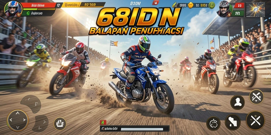 Gameplay mendebarkan dalam balapan motor yang seru.