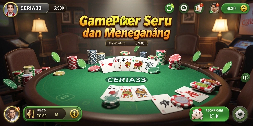 Screenshot gameplay Poker yang seru dan menegangkan di CERIA33.