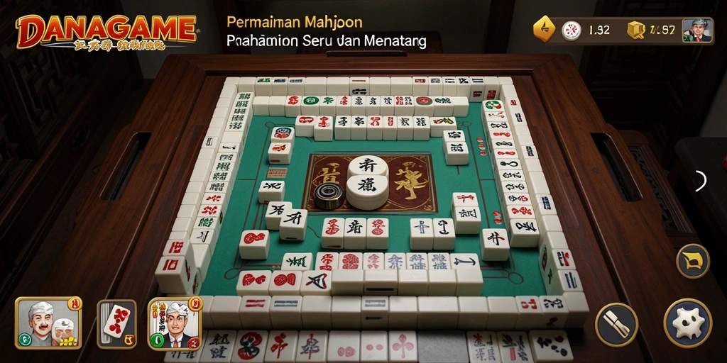 Screenshot dari gameplay menegangkan di DANAGAME menunjukkan aksi Mahjong.