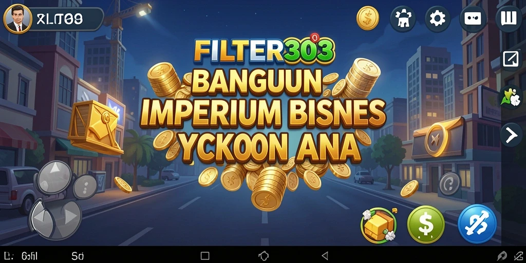 Screenshot utama FILTER303 menampilkan gameplay mendebarkan dalam pengelolaan bisnis Tycoon.