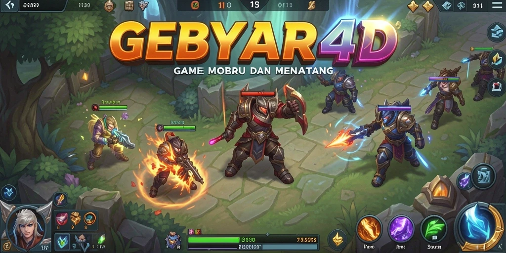Tampilan gameplay seru di GEBYAR4D dengan pertarungan MOBA.
