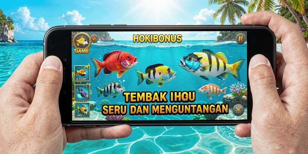 Screenshot permainan HOKIBONUS menampilkan aksi Tembak Ikan yang seru.
