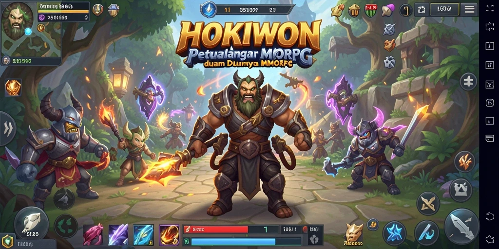 Gameplay HOKIWON yang menampilkan aksi seru para pahlawan.