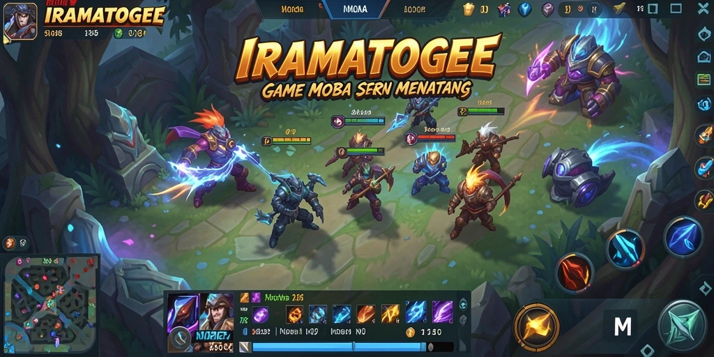 Tangkapan layar gameplay <strong>IRAMATOGEL</strong> yang menampilkan pertarungan seru antara tim.