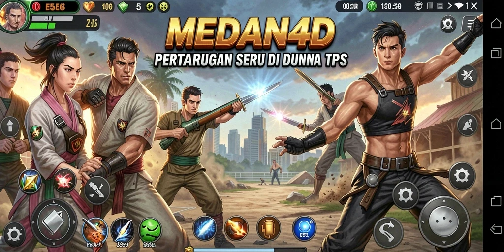 Tangkapan layar utama <strong>MEDAN4D</strong> menampilkan pertempuran intens di arena TPS.