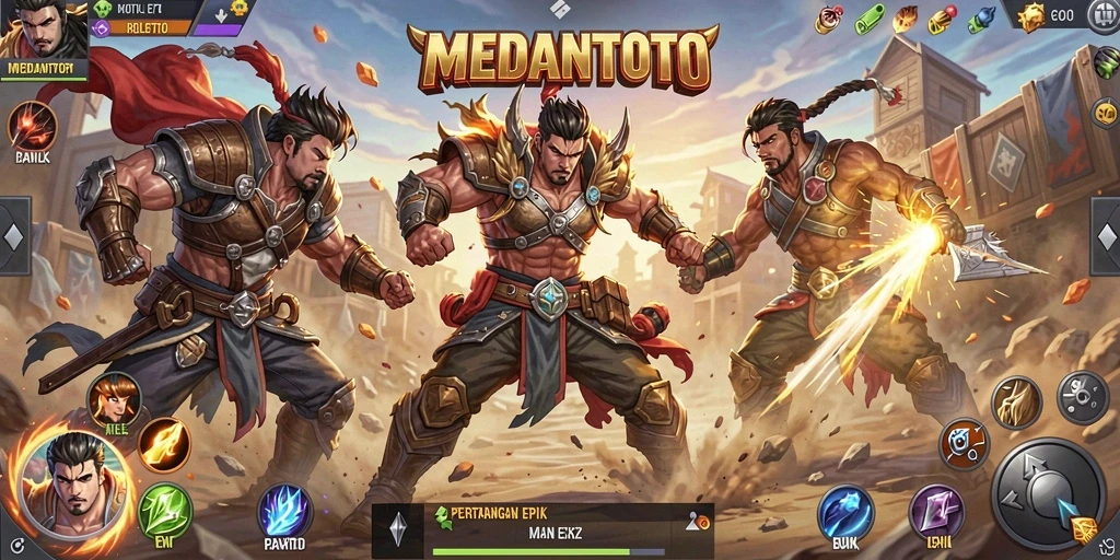 Screenshot gameplay MEDANTOTO menampilkan pertarungan seru Battle Royale.
