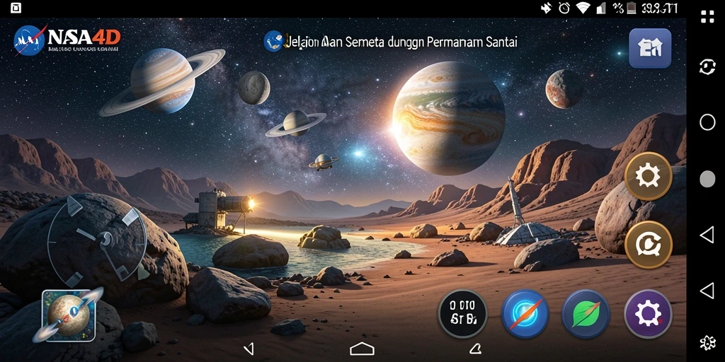 Tampilan screenshot NASA4D memperlihatkan eksplorasi luar angkasa yang menarik.