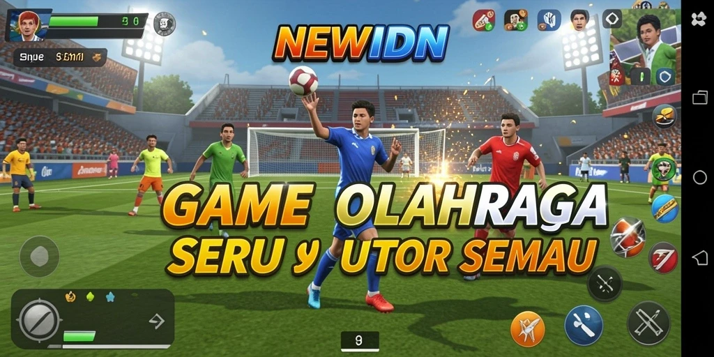 Screenshot gameplay NEWIDN menampilkan aksi seru dalam pertandingan olahraga.