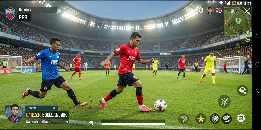Tampilan gameplay RP8 yang menegangkan dan menarik untuk penggemar sepak bola.
