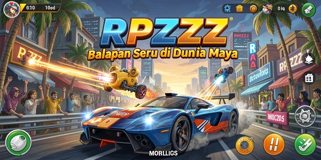 Tangkapan layar dari gameplay balapan yang seru di RPZZZ.